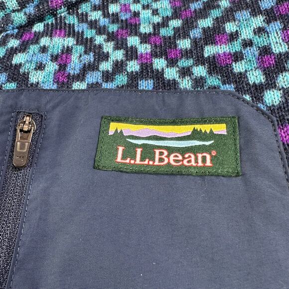 L.L.Bean Vest Womens Small Regular Blue Full Zip Fleece Hiking Pixelated Warm - Picture 4 of 6